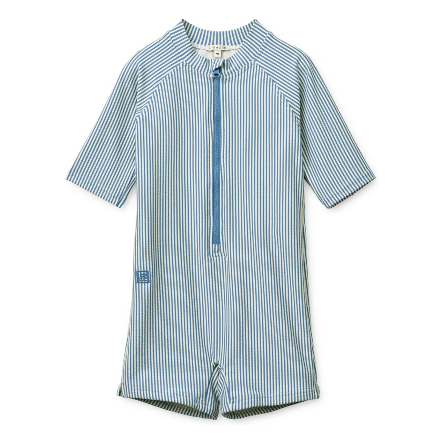 Liewood Blue Max Striped Seersucker Uv Protection Wetsuit Recycled Fibers