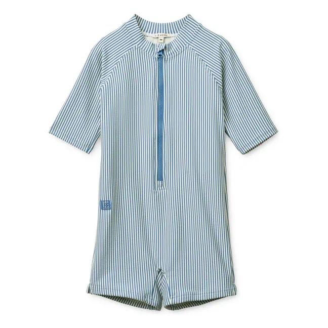 Max Striped Seersucker UV Protection Wetsuit Recycled Fibers | Blue