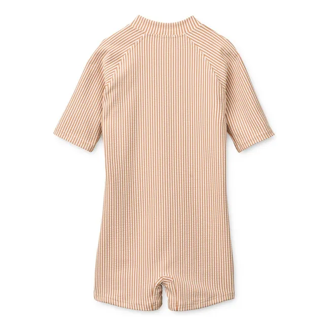 Combinaison de Bain Anti-UV Max Rayée Seersucker Fibres Recyclées | Rose