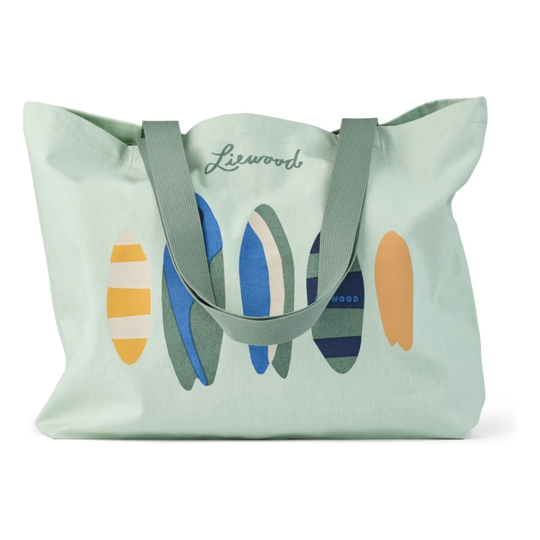 Liewood Green Water Tote Bag Big Planks Organic Cotton