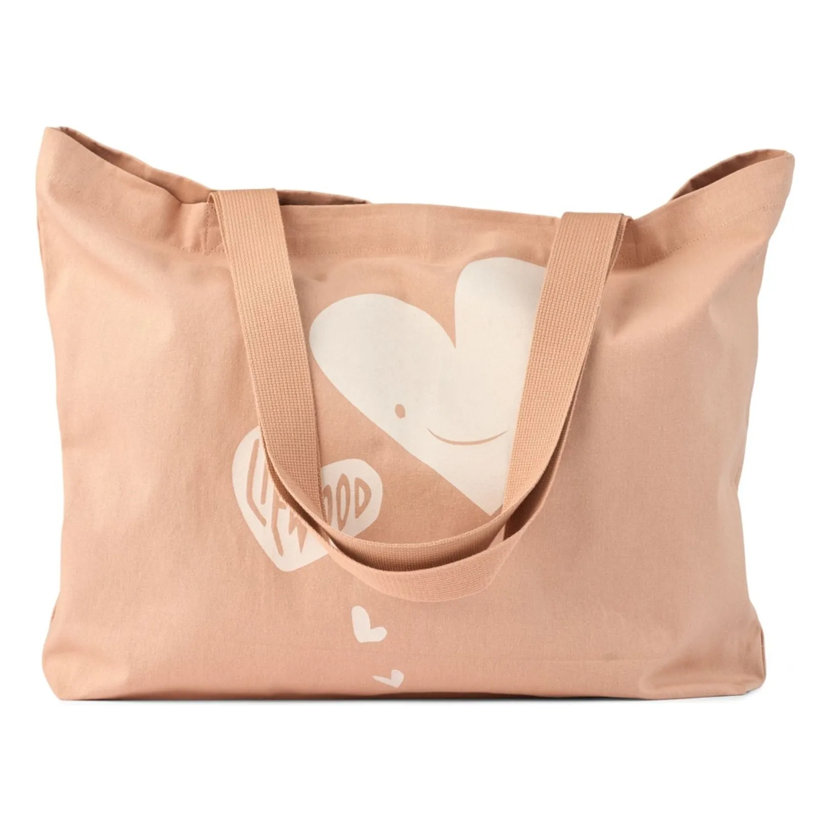 Liewood Pink Tote Bag Big Cœurs Organic Cotton