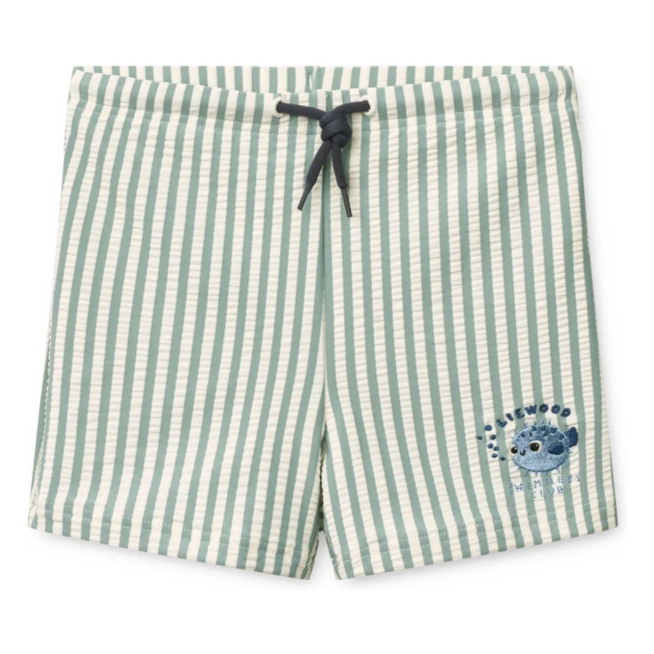 Liewood Green Otto Swim Shorts Striped Seersucker Recycled Fibers