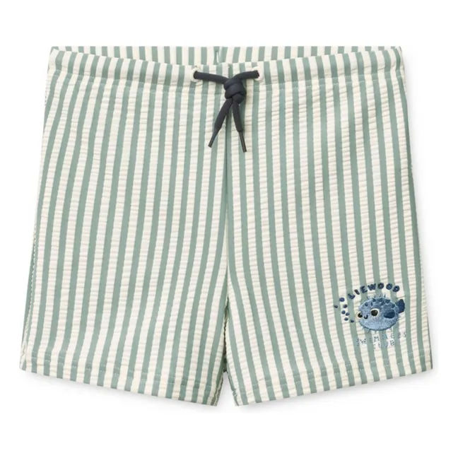 Short de Bain Otto Rayé Seersucker Fibres Recyclées | Vert