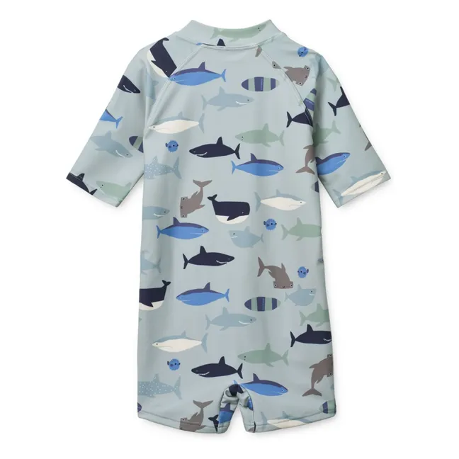 Max Haifisch Anti-UV-Badeanzug aus recycelten Fasern | Hellblau