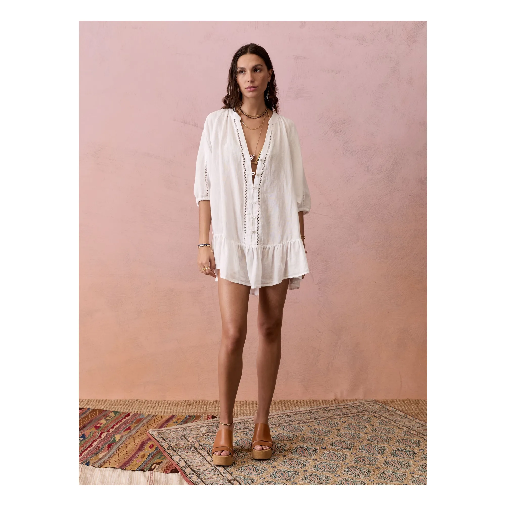 Boteh White Dress Shirt La Ponche Linen