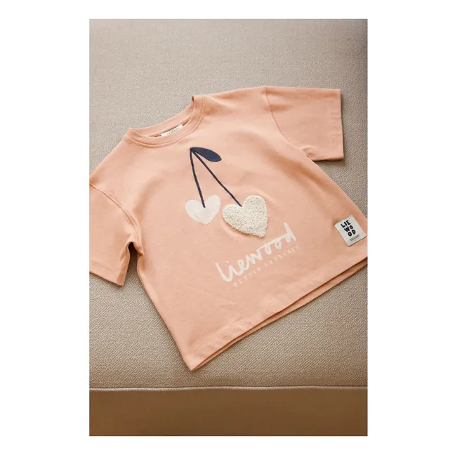 Camiseta de algodón orgánico Tyler Hearts | Rosa