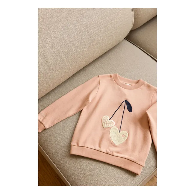 Sweat Thora Cœurs Coton Bio | Rose