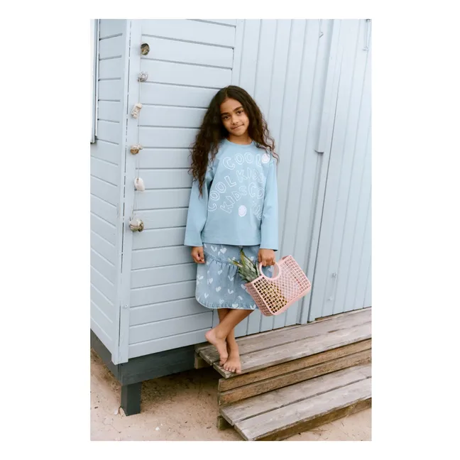 Dayla Denim Skirt Hearts | Light Blue