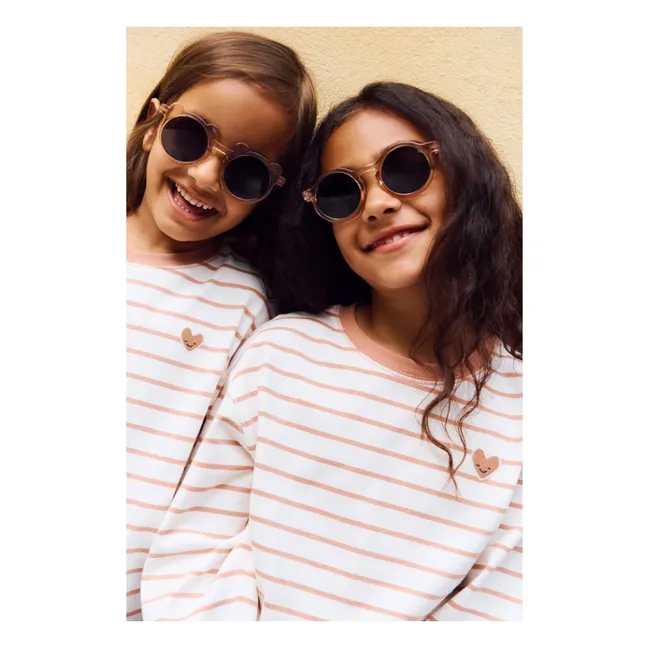 Tyler Striped Heart Organic Cotton T-shirt | Peach