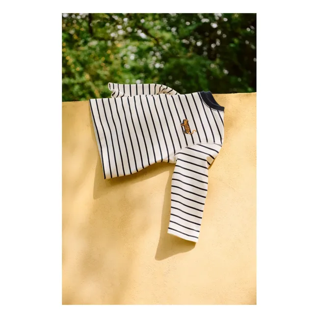 T-shirt Tyler Rayé Tigre Coton Bio | Bleu foncé