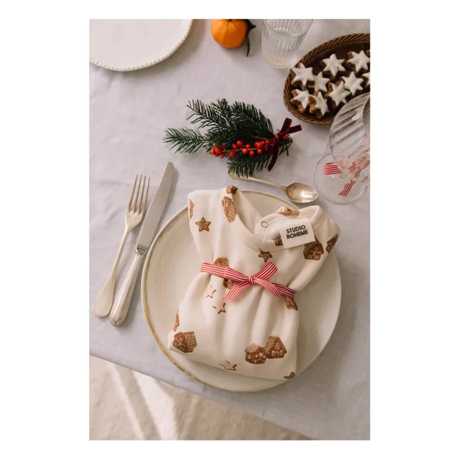 Chubby Christmas organic cotton pyjamas | Ecru
