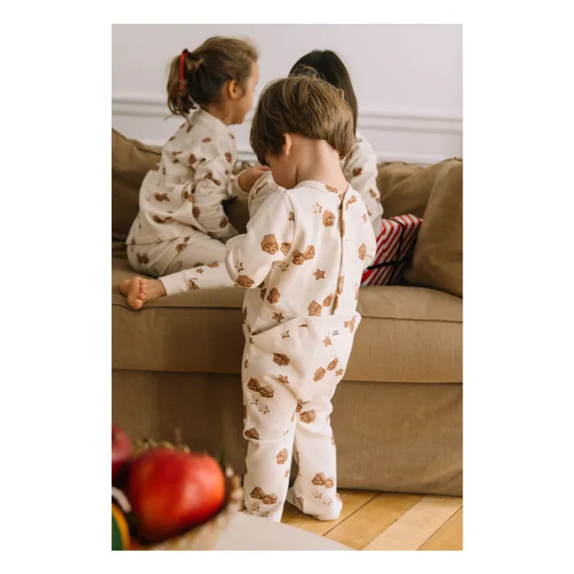 Chubby Christmas organic cotton pyjamas | Ecru