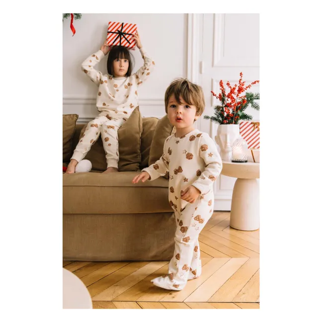 Chubby Christmas organic cotton pyjamas | Ecru