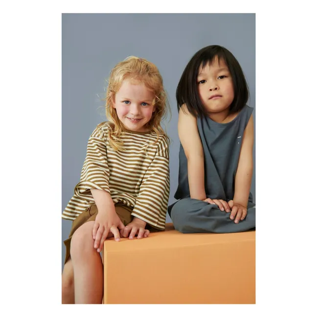 Top Boxy Coton Bio | Bleu gris