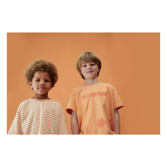 T-shirt Manches 3/4 Rayé Coton Bio | Abricot