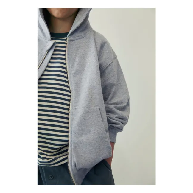 Sudadera con cremallera de algodón orgánico | Gris Jaspeado