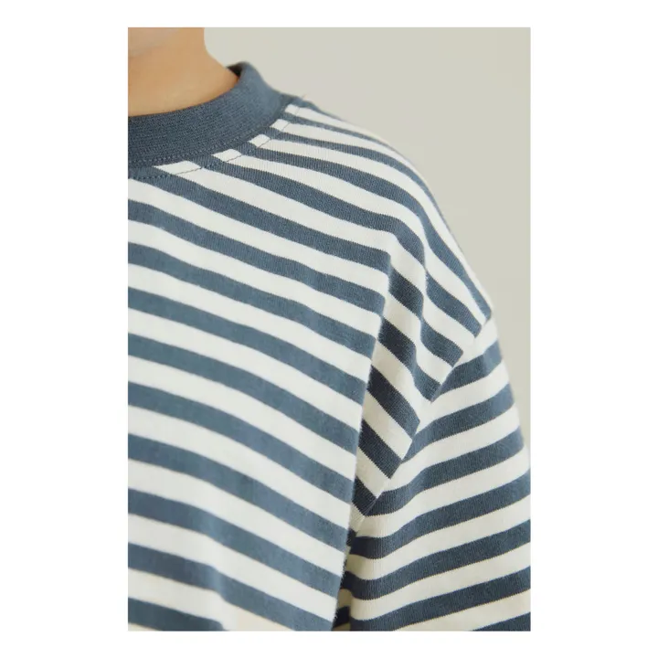 T-shirt Oversize Rayé Coton Bio | Bleu- Image produit n°1