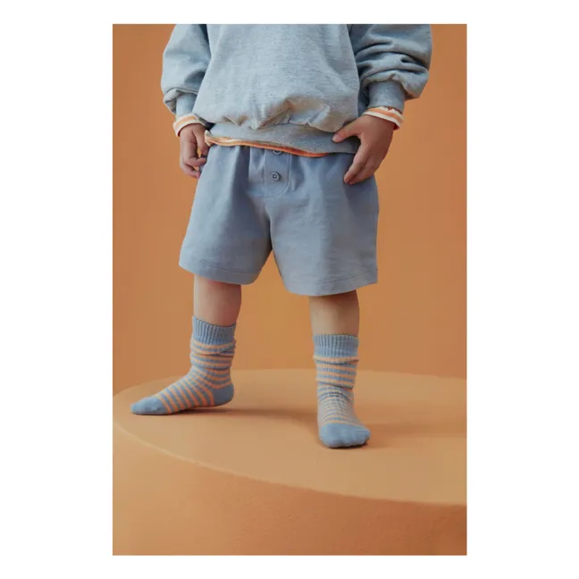 Hohe gestreifte Socken aus Bio-Baumwolle | Ice Blau