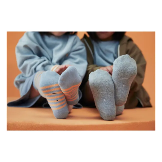 Hohe gestreifte Socken aus Bio-Baumwolle | Ice Blau