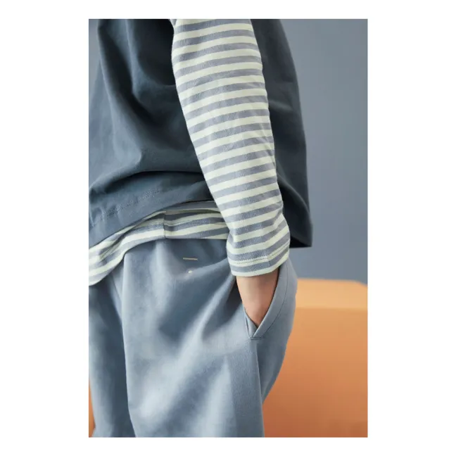 T-shirt Rayures Coton Bio | Bleu Glacier