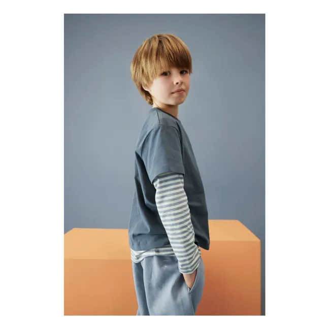 Camiseta de rayas de algodón ecológico | Azul Glaciar