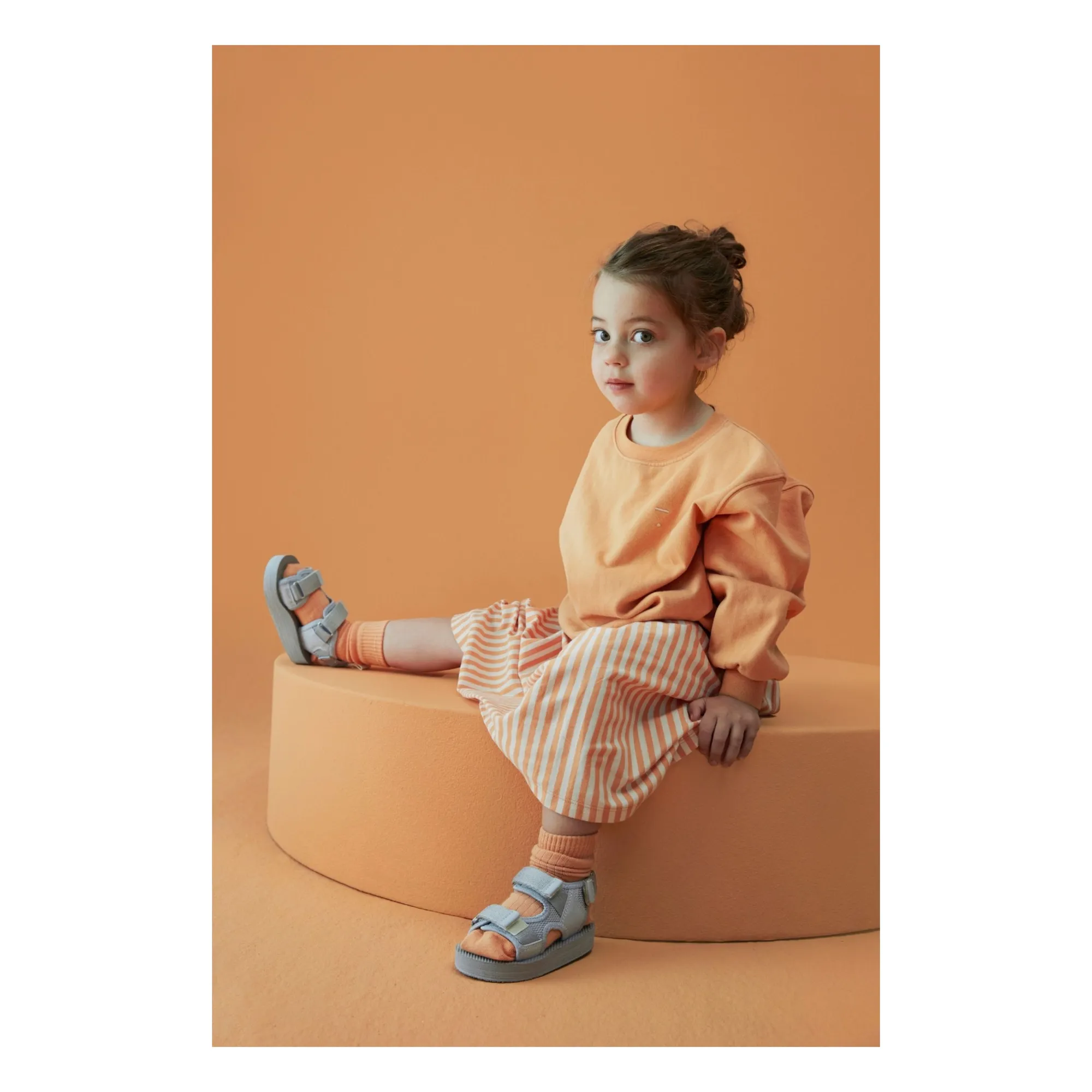 Robe Boutonnée Rayures Coton Bio | Abricot- Image produit n°4