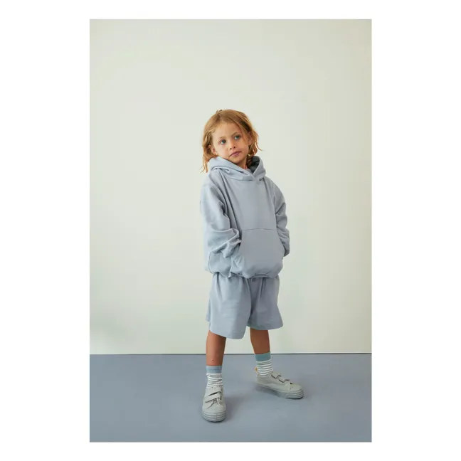 Organic cotton button-down shorts | Ice Blue