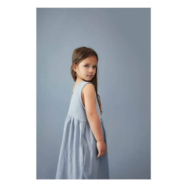 Vestido abotonado de algodón orgánico | Azul Glaciar