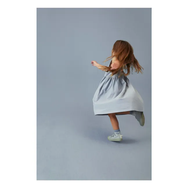 Robe Boutonnée Coton Bio | Bleu Glacier