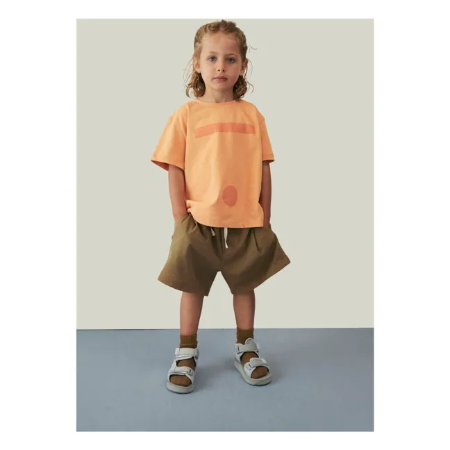 Organic cotton button-down shorts | Khaki brown