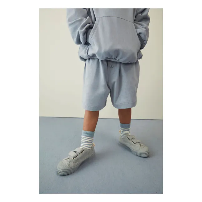 Organic cotton button-down shorts | Ice Blue