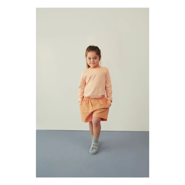 Organic cotton button-down shorts | Apricot