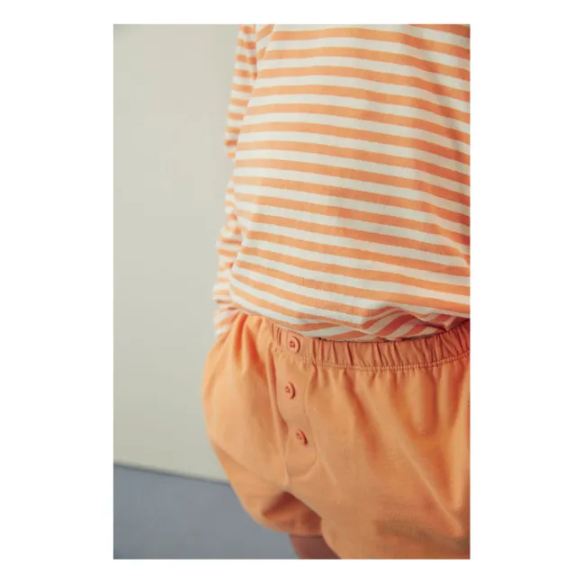 Organic cotton button-down shorts | Apricot