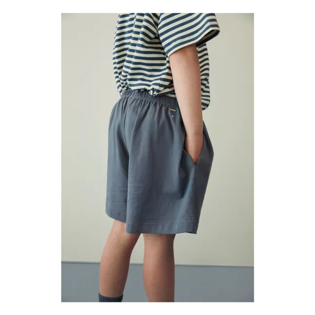 Organic cotton button-down shorts | Peacock blue