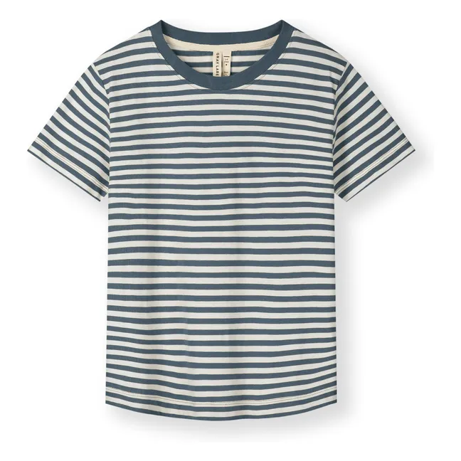 T-shirt Oversize Rayé Coton Bio | Bleu
