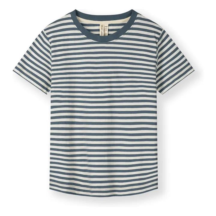 T-shirt Oversize Rayé Coton Bio | Bleu- Image produit n°0
