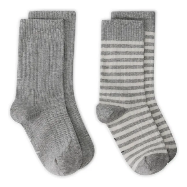 Set of 2 Pairs of Organic Cotton Socks | Heather grey