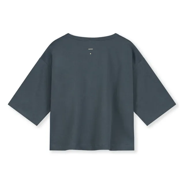 Camiseta de manga 3/4 de algodón ecológico | Azul Gris