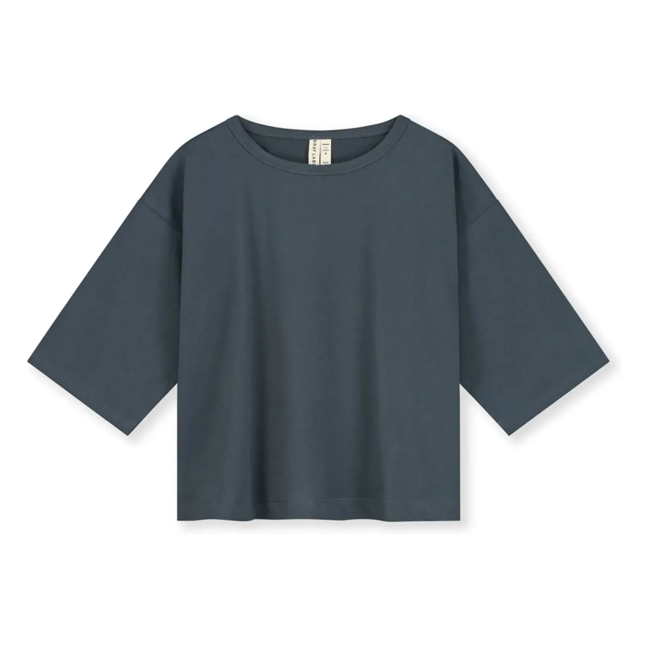 T-shirt Manches 3/4 Coton Bio | Bleu gris- Image produit n°0