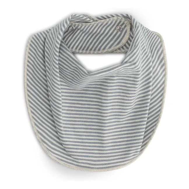 Striped Organic Cotton Bib | Ice Blue