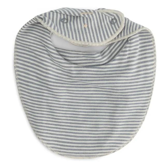Striped Organic Cotton Bib | Ice Blue