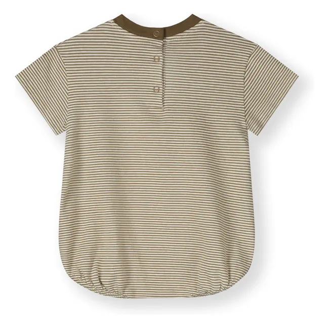 Pelele a rayas de algodón ecológico | Marrón Kaki