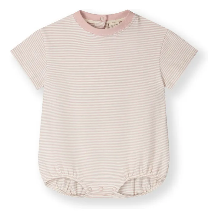Pelele a rayas de algodón ecológico | Rosa Pálido- Imagen del producto n°0