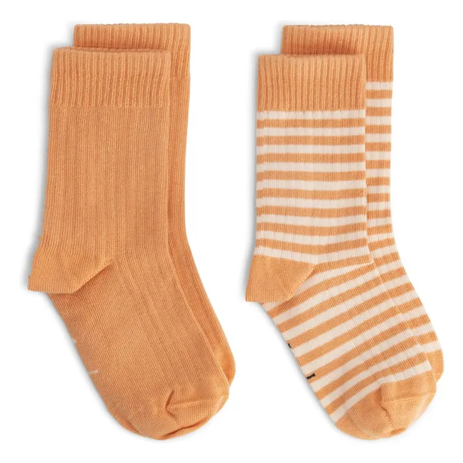 2 Paar Socken aus Bio-Baumwolle | Apricot