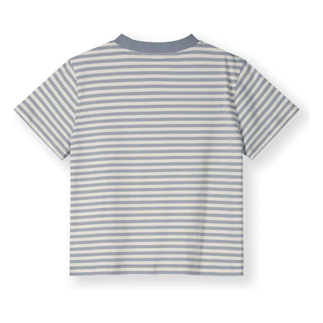 Camiseta oversize a rayas de algodón orgánico | Azul Glaciar