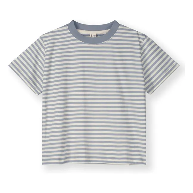 T-shirt Oversize Rayé Coton Bio | Bleu Glacier
