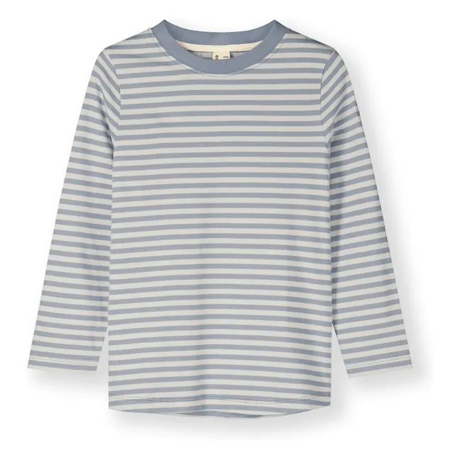 Camiseta de rayas de algodón ecológico | Azul Glaciar