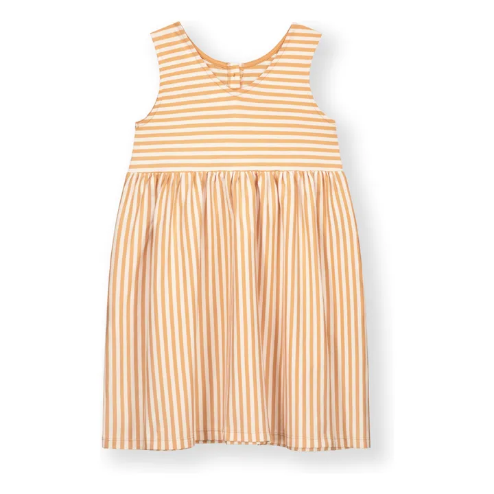 Vestido de algodón orgánico a rayas con botones | Albaricoque- Imagen del producto n°3