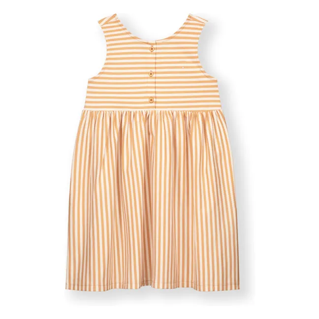 Robe Boutonnée Rayures Coton Bio | Abricot