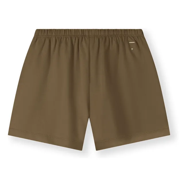 Organic cotton button-down shorts | Khaki brown